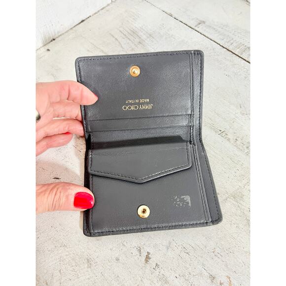 Jimmy Choo Myah Ballet Pink Lizard Print Leather Bi-fold Wallet With Jc Logo - Picture 6 of 11